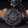 Black Obsidian Phoenix and Dragon Yin Yang Pendant Necklace