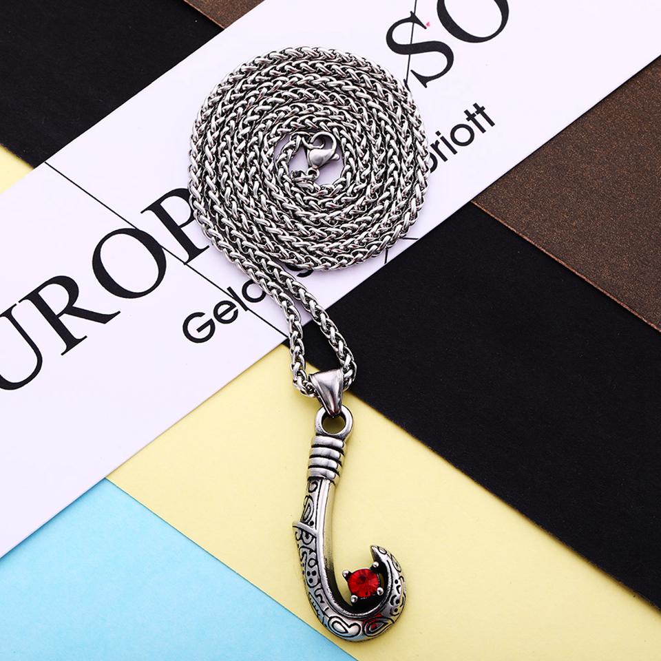 Stainless Steel Silver Fish Hook Pendant Chain Necklace-Necklaces-Innovato Design-Innovato Design