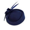 Blue Wool Pillbox Fascinator Hat with Blue Feathers