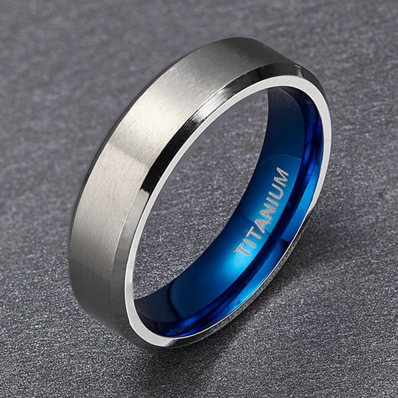 Classic Blue and Silver Plated Titanium Fashion Wedding Ring-Rings-Innovato Design-8mm-4-Innovato Design