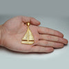 Rhinestone-Studded Gold-Plated Sailboat Bling Hip-hop Pendant Necklace-Necklaces-Innovato Design-Innovato Design