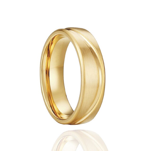 Cubic Zirconia and Gold-Plated Titanium Wedding Ring Set-Couple Rings-Innovato Design-7-5-Innovato Design