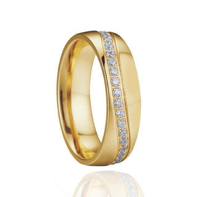 Cubic Zirconia and Gold-Plated Titanium Wedding Ring Set-Couple Rings-Innovato Design-7-5-Innovato Design