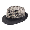Triangle Lattice Straw Panama Trilby Hat with Black Hatband
