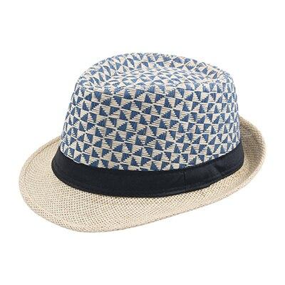Triangle Lattice Straw Panama Trilby Hat with Black Hatband-Hats-Innovato Design-Blue-Innovato Design