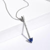 Blue and White Sapphire Arrow-Shaped Design 925 Sterling Silver Pendant Necklace