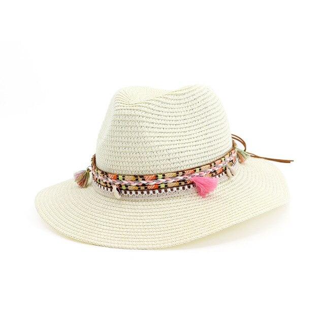 Straw Panama Hat with Tassels and Puka Shells-Hats-Innovato Design-Milk White-Innovato Design