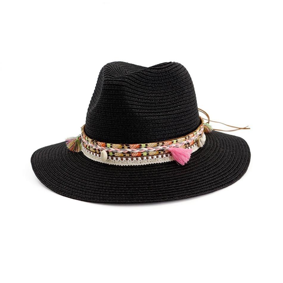 Straw Panama Hat with Tassels and Puka Shells-Hats-Innovato Design-Milk White-Innovato Design