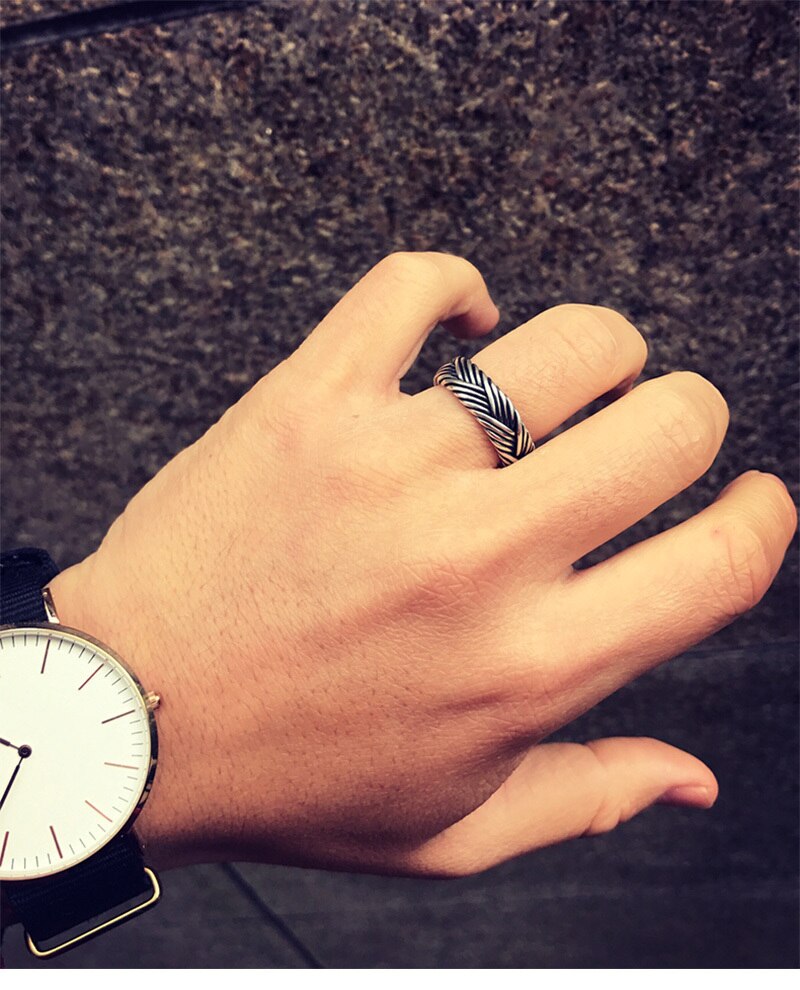 Braided Boho Eternity 925 Sterling Silver Adjustable Vintage Ring-Gothic Rings-Innovato Design-Innovato Design