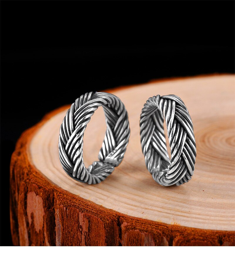 Braided Boho Eternity 925 Sterling Silver Adjustable Vintage Ring-Gothic Rings-Innovato Design-Innovato Design