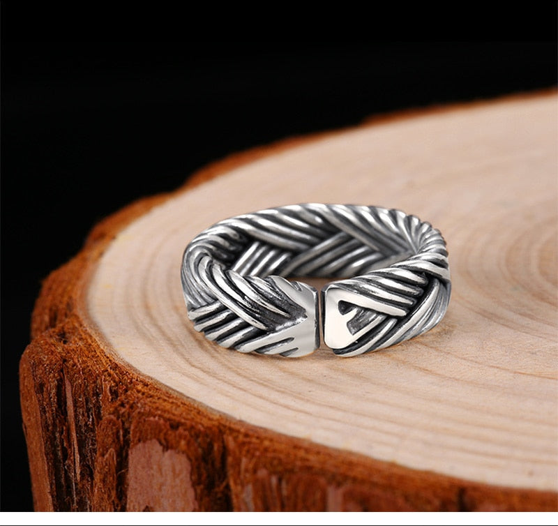 Braided Boho Eternity 925 Sterling Silver Adjustable Vintage Ring-Gothic Rings-Innovato Design-Innovato Design