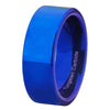 8mm Shiny Blue Pipe Tungsten Carbide Fashion Wedding Ring