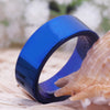 8mm Shiny Blue Pipe Tungsten Carbide Fashion Wedding Ring