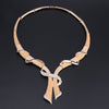 Gold/Silver-Plated Tie Crystal Necklace, Bracelet, Earrings & Ring Wedding Statement Jewelry Set