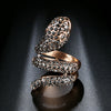 Snake Antique Gold and Gray Crystal 316L Stainless Steel Vintage Ring