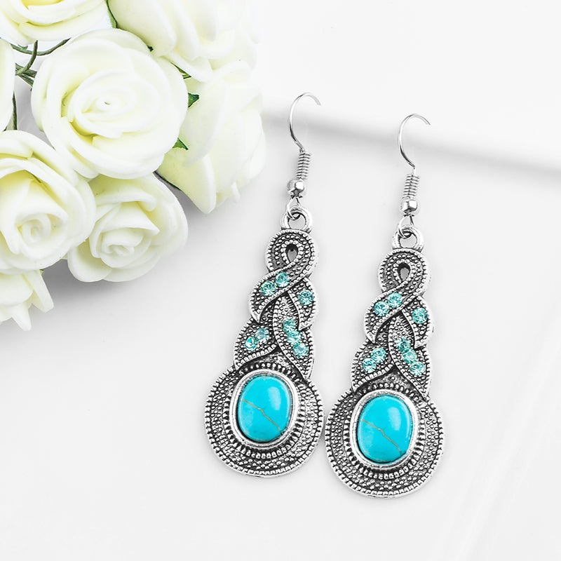 Aquamarine Resin and Crystal Necklace & Earrings Fashion Jewelry Set-Jewelry Sets-Innovato Design-Innovato Design