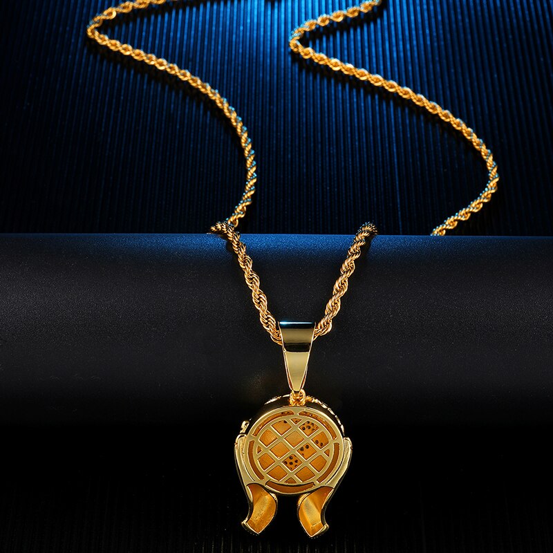 Cubic-Zirconia-Studded Hands Holding Earth Bling Hip-hop Pendant Necklace-Necklaces-Innovato Design-Gold-4mm Rope-20inch-Innovato Design