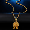 Cubic-Zirconia-Studded Hands Holding Earth Bling Hip-hop Pendant Necklace
