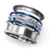 Women Stainless Steel, Aluminum, and Stackable, Rotatable, and Interchangeable Wedding Band-Rings-Innovato Design-6-Light Blue-Innovato Design