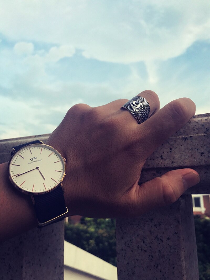 Totem Fish 990 Genuine Silver Adjustable Vintage Trendy Punk Ring-Rings-Innovato Design-Innovato Design