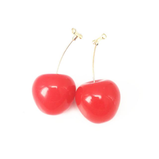 Realistic Red Cherry Drop Earrings-Earrings-Innovato Design-Red-Innovato Design