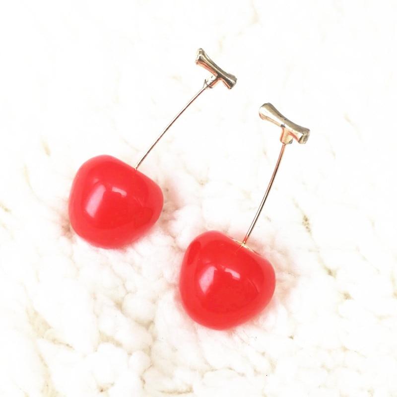Realistic Red Cherry Drop Earrings-Earrings-Innovato Design-Dark Red-Innovato Design