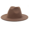 Solid Color Wide Brim Wool Felt Fedora Hat