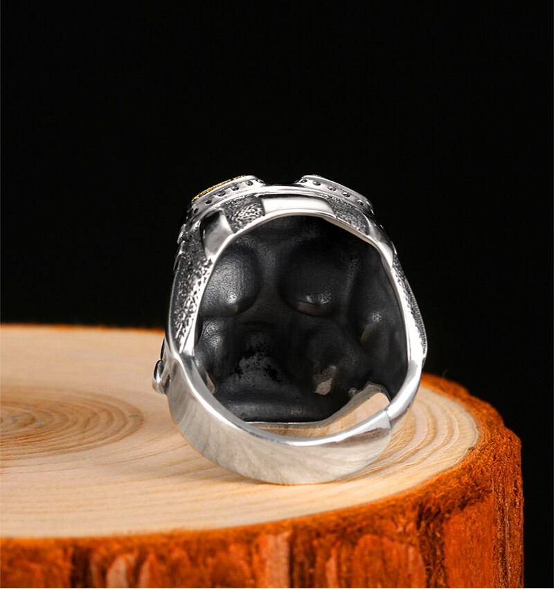 Gothic Skull Aviator Glasses 925 Sterling Silver Vintage Punk Biker Ring-Rings-Innovato Design-Innovato Design