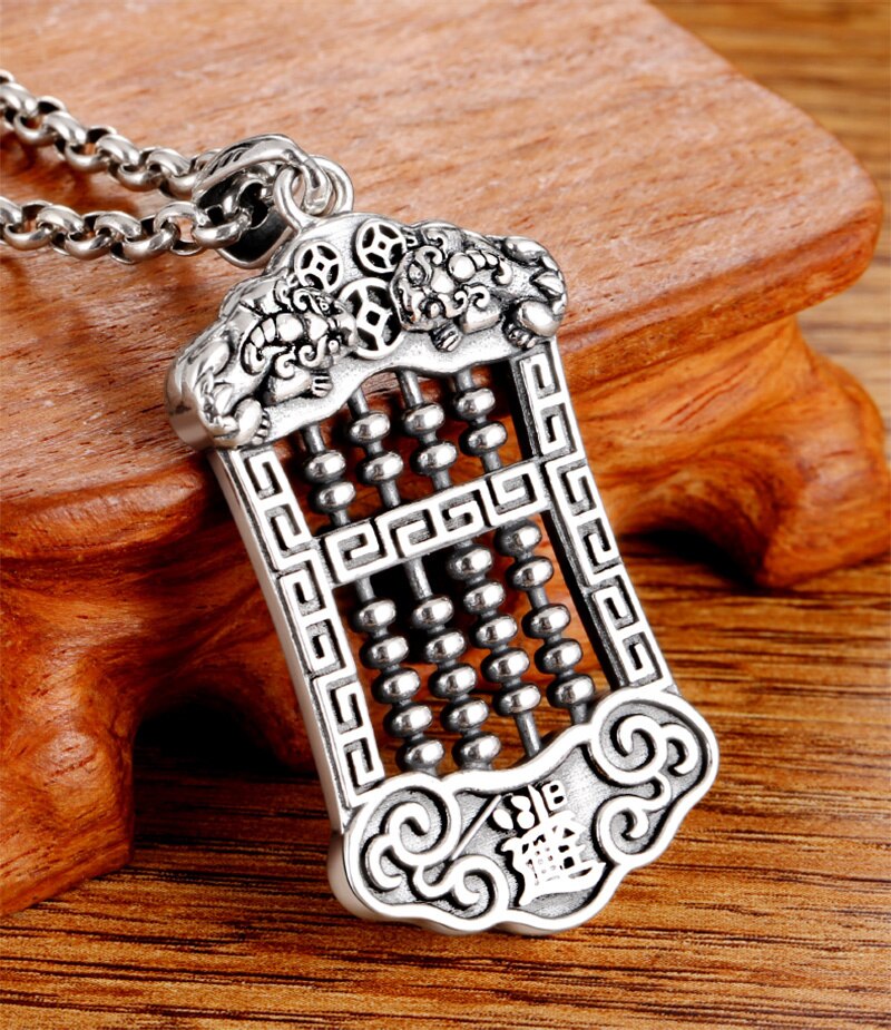 Brave Troops Abacus 925 Sterling Silver Vintage Trendy Pendant Necklace-Necklaces-Innovato Design-19.69in-Innovato Design