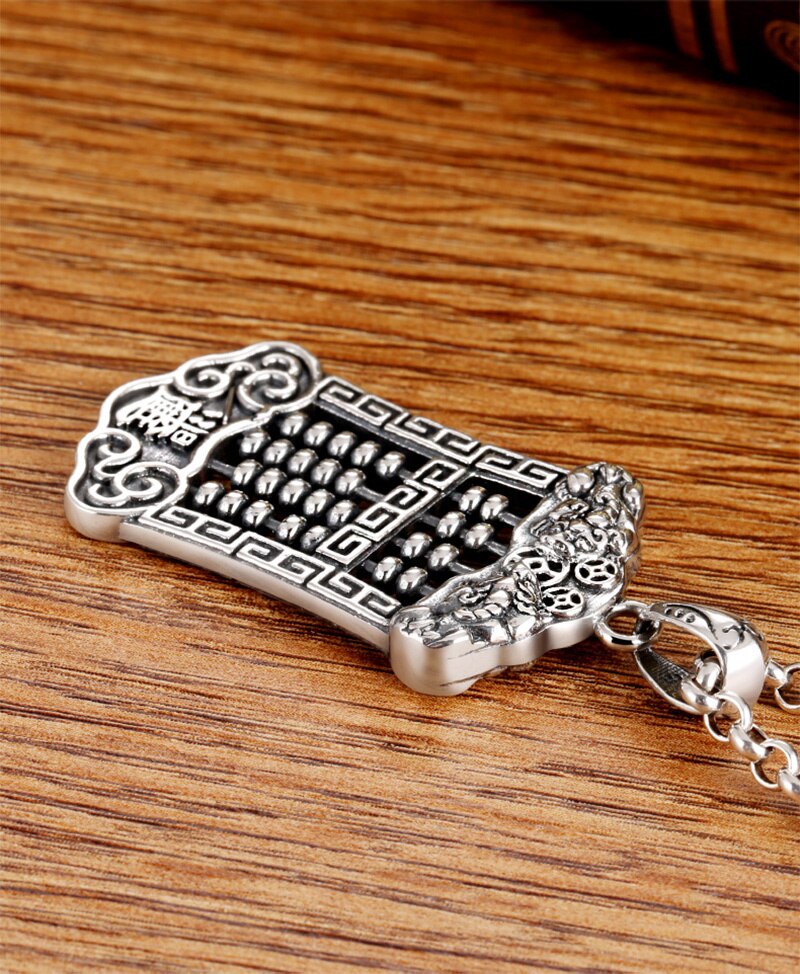 Brave Troops Abacus 925 Sterling Silver Vintage Trendy Pendant Necklace-Necklaces-Innovato Design-19.69in-Innovato Design