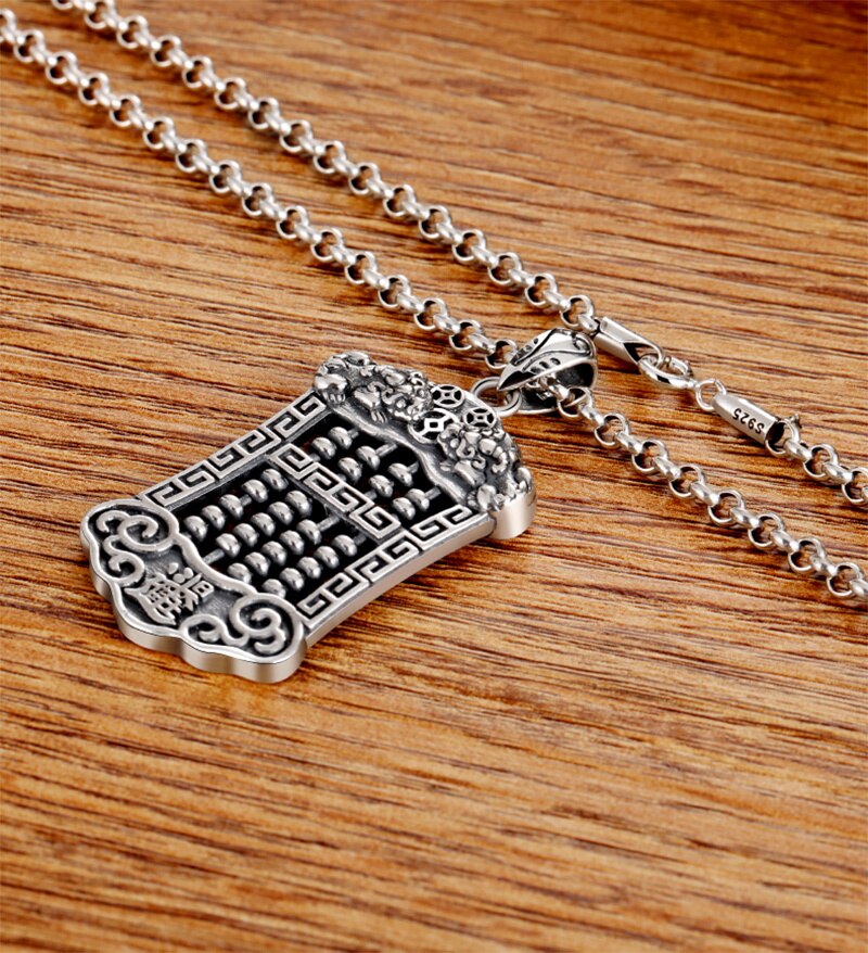 Brave Troops Abacus 925 Sterling Silver Vintage Trendy Pendant Necklace-Necklaces-Innovato Design-19.69in-Innovato Design