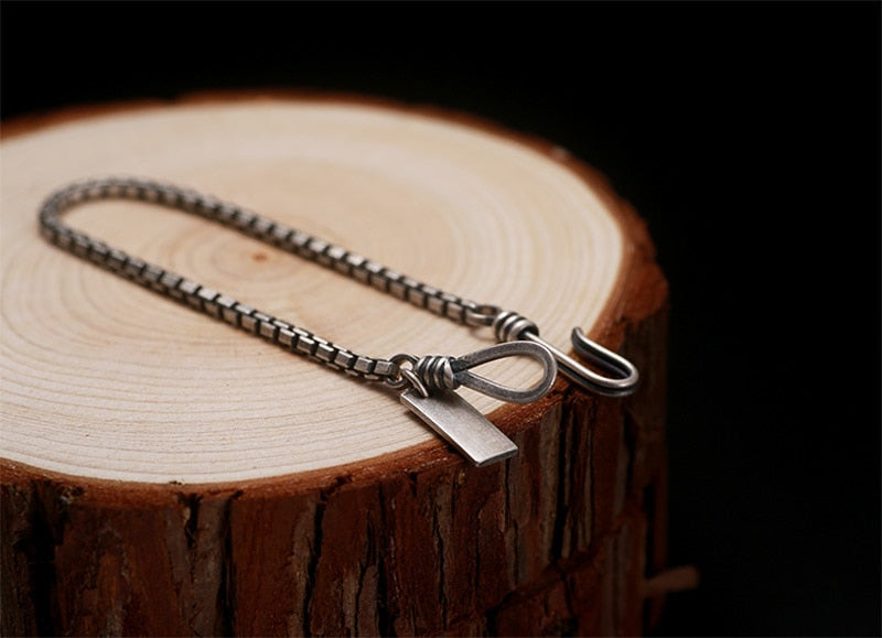 Dainty Box Chain 925 Sterling Silver Handmade Vintage Punk Bracelet-Bracelets-Innovato Design-6.69in-Innovato Design