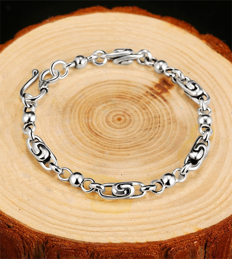 Auspicious Cloud 925 Sterling Silver Trendy Biker Fine Bracelet-Bracelets-Innovato Design-7.09in-Innovato Design