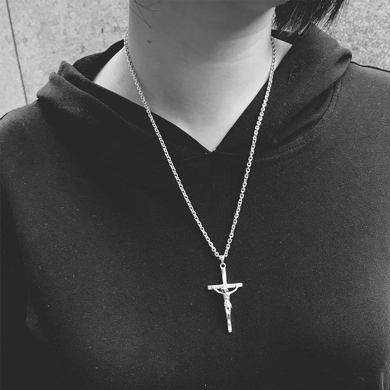 Jesus Christianity Cross 925 Sterling Silver Vintage Pendant-Necklaces-Innovato Design-19.69in-Innovato Design