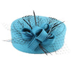 Wool Pillbox Fascinator Hat with Netted Veil, Flower, Feathers and Beads