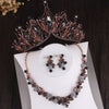 Baroque Black Crystal and Flower Tiara, Necklace & Earrings Jewelry Set-Jewelry Sets-Innovato Design-Innovato Design