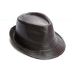 British Style Short Brim Faux Leather Trilby Hat-Hats-Innovato Design-Brown-Innovato Design