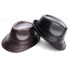 British Style Short Brim Faux Leather Trilby Hat-Hats-Innovato Design-Brown-Innovato Design