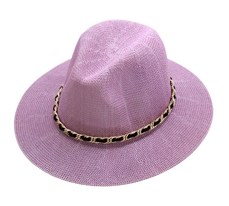 Panama Hat with Luxury Metal Chain-Hats-Innovato Design-Purple-Innovato Design