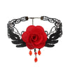 Black Beaded Choker Lace Gothic Vintage Necklace-Necklaces-Innovato Design-Black Red-Innovato Design