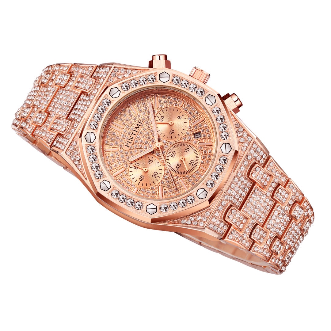 Diamond-Studded Chronograph Fashion Hip-hop Quartz Watch-Watches-Innovato Design-Silver-Innovato Design
