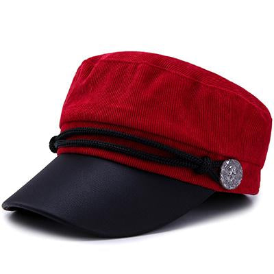 Vintage Solid Color Military Hat with Large Buttons and Ropes-Hats-Innovato Design-Red-Innovato Design