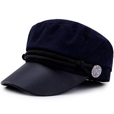 Vintage Solid Color Military Hat with Large Buttons and Ropes-Hats-Innovato Design-Navy Blue-Innovato Design