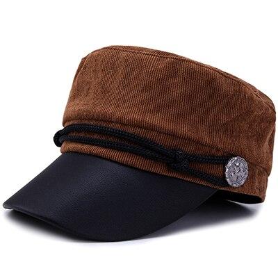 Vintage Solid Color Military Hat with Large Buttons and Ropes-Hats-Innovato Design-Brown-Innovato Design