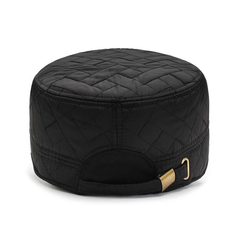 Buckled Warm Russia Flat Top Military Cap with Earflaps-Hats-Innovato Design-Black-Innovato Design