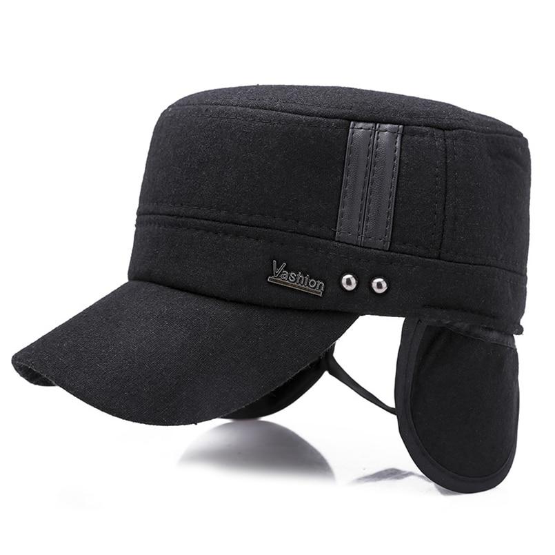 Buckled Cotton Felt Military Hat with Earflaps-Hats-Innovato Design-Dark Grey-Innovato Design