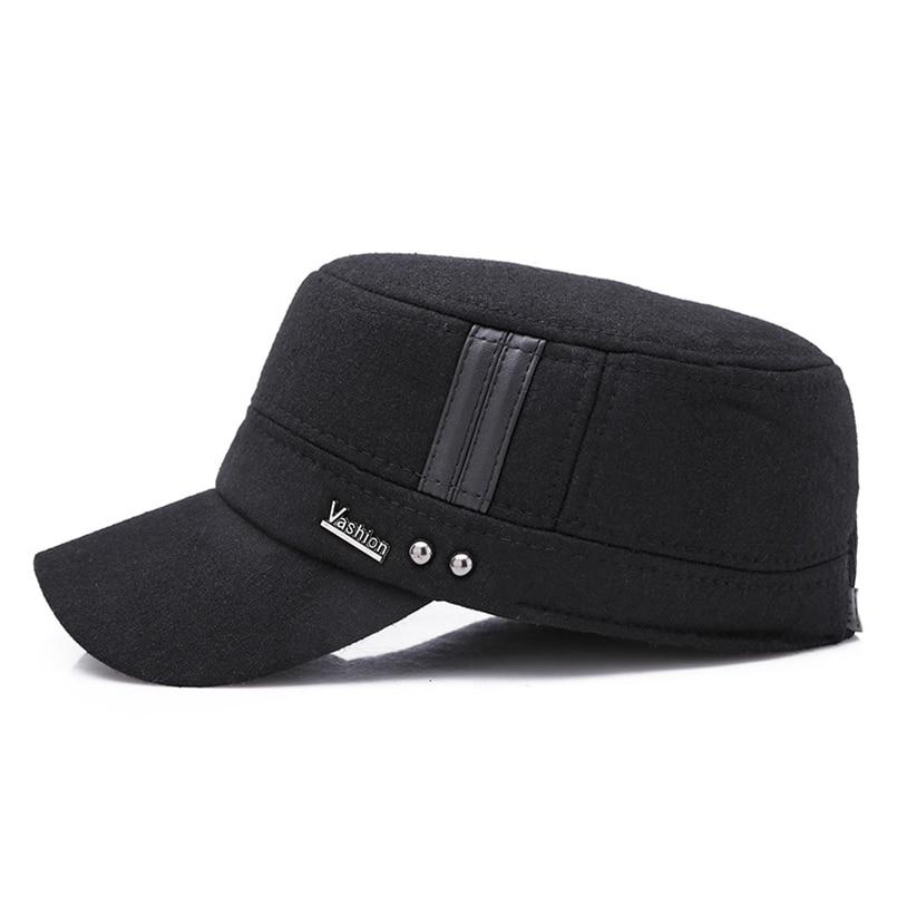 Buckled Cotton Felt Military Hat with Earflaps-Hats-Innovato Design-Dark Grey-Innovato Design