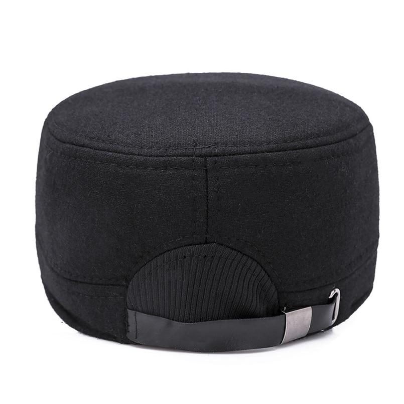 Buckled Cotton Felt Military Hat with Earflaps-Hats-Innovato Design-Dark Grey-Innovato Design