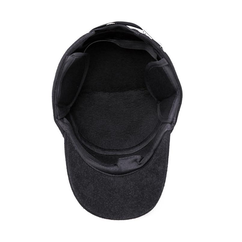 Buckled Cotton Felt Military Hat with Earflaps-Hats-Innovato Design-Dark Grey-Innovato Design