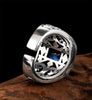 Blue Cubic Zirconia Stone 925 Sterling Silver Adjustable Vintage Heavy Rock Biker Ring-Gothic Rings-Innovato Design-Innovato Design